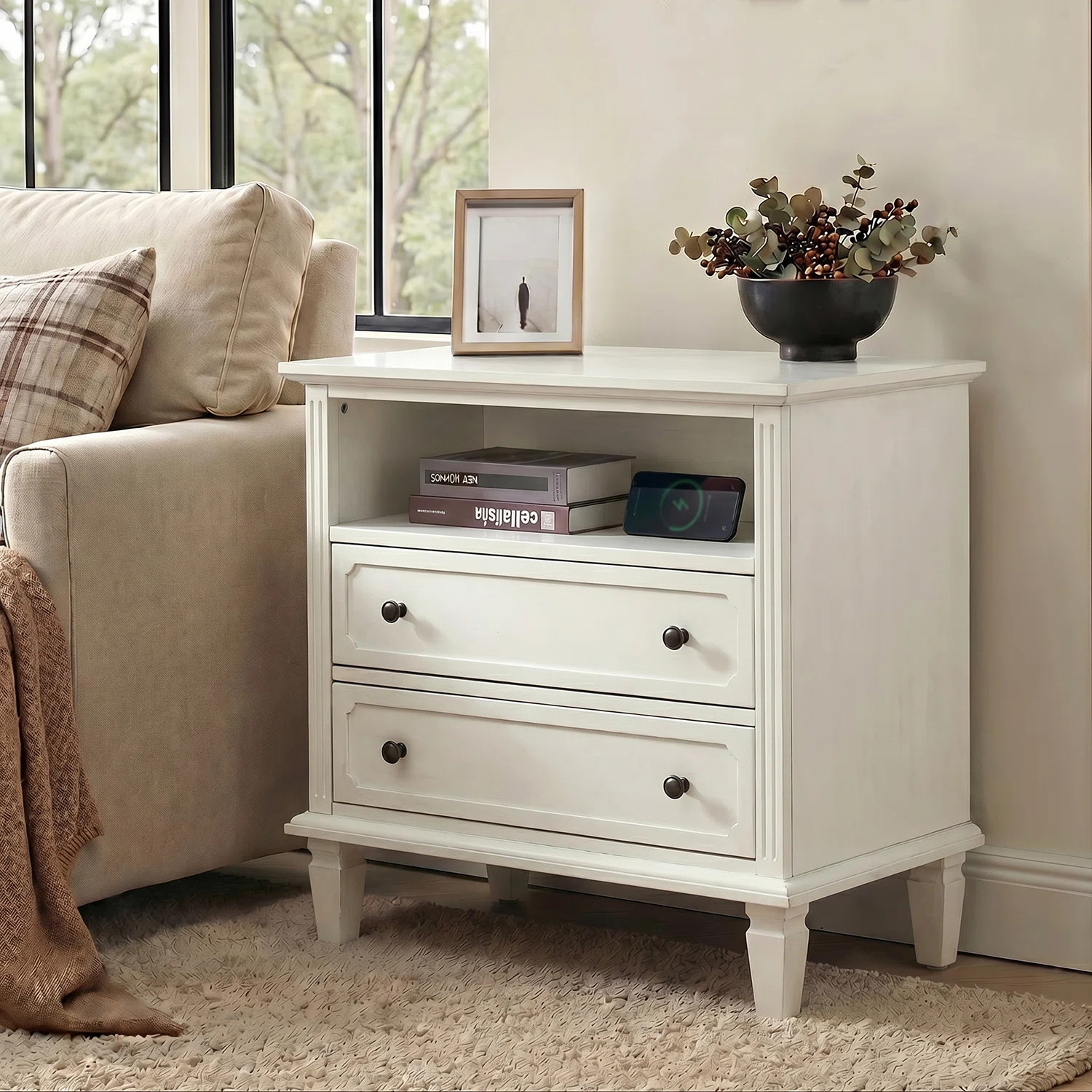 Kelly Clarkson Home Amberlyn 28.2''W Traditional 2-Drawer Nightstand with Charging Station and So... | Wayfair North America