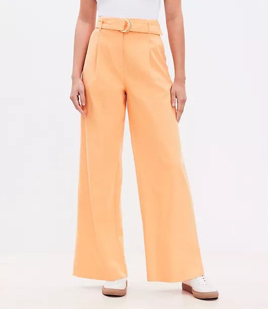 Loft Petite Belted Peyton Trouser Pants | LOFT