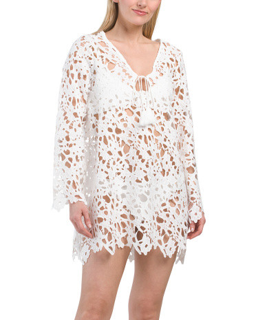 Lace Long Sleeve Cover-up Tunic | TJ Maxx