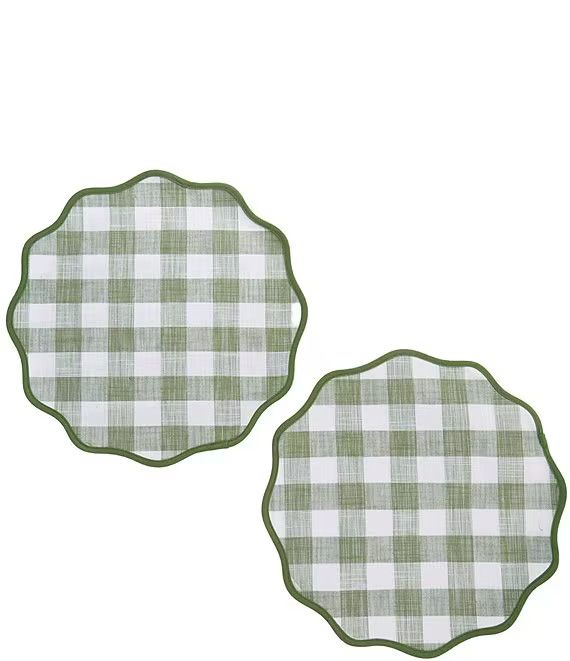 Green Plaid Scalloped Placemats, Set of 2 | Dillard's