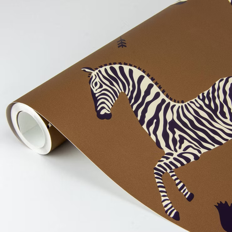 Brewster Safari Brown Zebra Safari Scalamandre Self Adhesive Wallpaper | Target