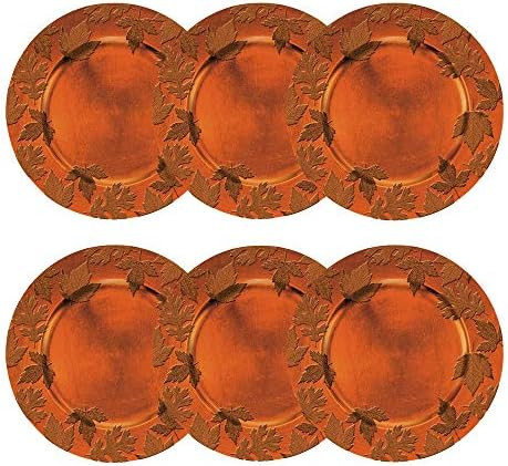 Round Embossed Holiday Decorative Charger Plates, 14 Inches Round, Set of 6, for Dining Table or ... | Amazon (US)
