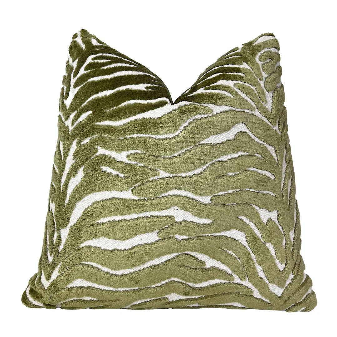 Light Olive Green Zebra Velvet Throw Pillow Cover | Custom Sizes | Olive Green Animal Print Pillo... | Etsy (US)
