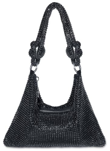 Clutch Purse for Women,Sparkly Rhinestone Evening Bag Wedding & Party Accessories,Handbag Fits Phone,Wallet & Lipstick (Black Rhinestone) | Amazon (US)