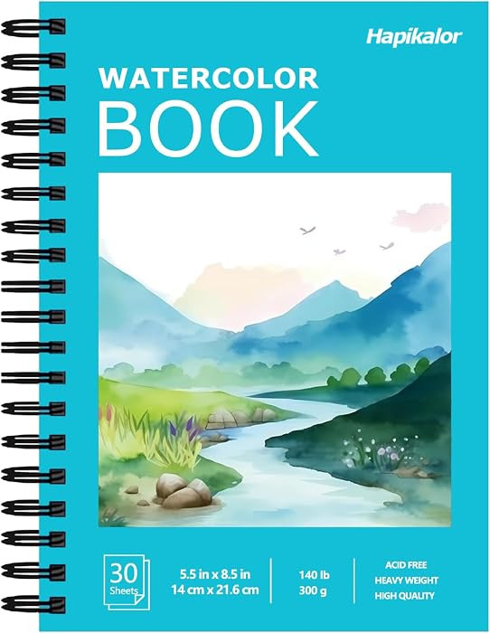 Hapikalor 5.5"x8.5"Watercolor Small Sketchbook for Kids, 30 Sheets (60 Pages) Spiral Bound, Water... | Amazon (US)