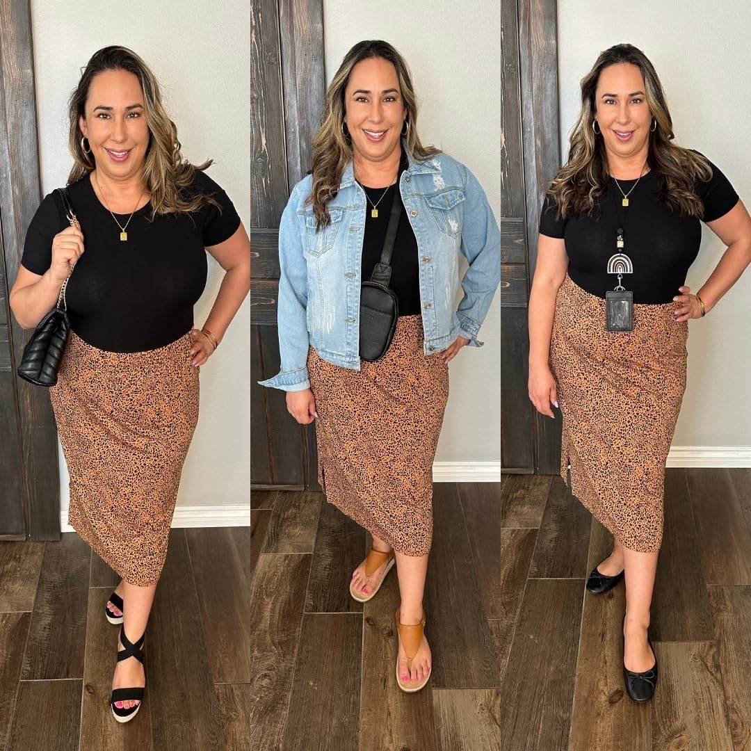 Amazon has so many versatile pieces that are actually size inclusive. This leopard midi skirt is so pretty and it works for teachers, the office, a date night or any time you want something cute that’s still comfy.  This skirt is part of the Amazon Essentials line and is only $13 right now! 
Leopard skirt, black and leopard outfit inspo, how to style leopard skirt

#LTKMidsize #LTKWorkwear #LTKOver40