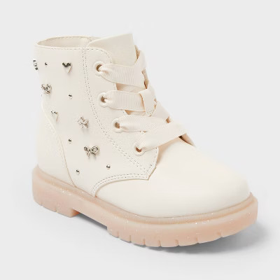 Toddler Amaya Lace-Up Combat Boots - Cat & Jack™ Ivory | Target