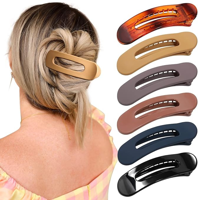 French Concord Flat Hair Clips - 6PCS Curved Hair Claw No Slip Hair Clips Volume Strong Hold Clip... | Amazon (US)