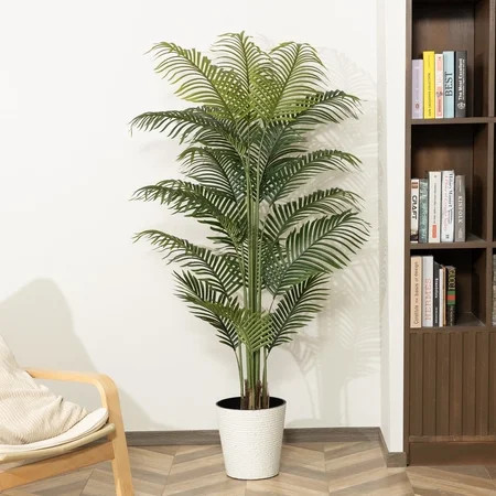 HiPlants 6ft Artificial Palm Plants, 6ft Fake Palm Tree, Pre Potted Faux Greenry Tree for Home Decor Office House Living Room Indoor Outdoor, Big Fake Plants Fake House Plants | Walmart (US)