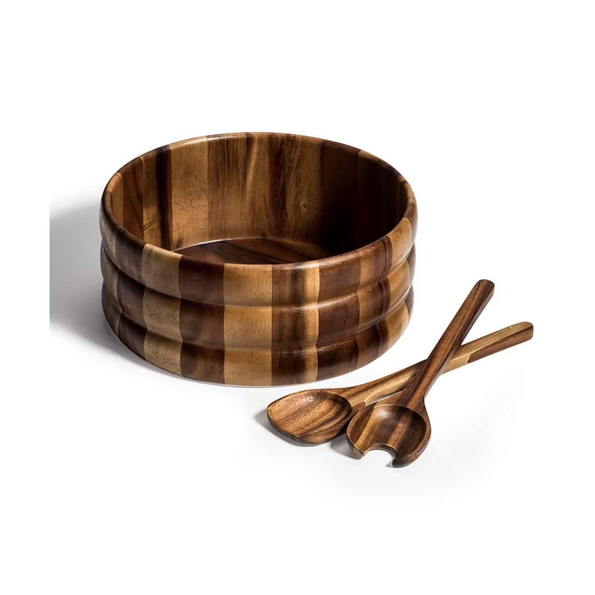 Kalmar Home Natural Acacia Wood Salad Bowl Set with Servers – Extra Large 12"x 5" Wide  Bowl fo... | Target