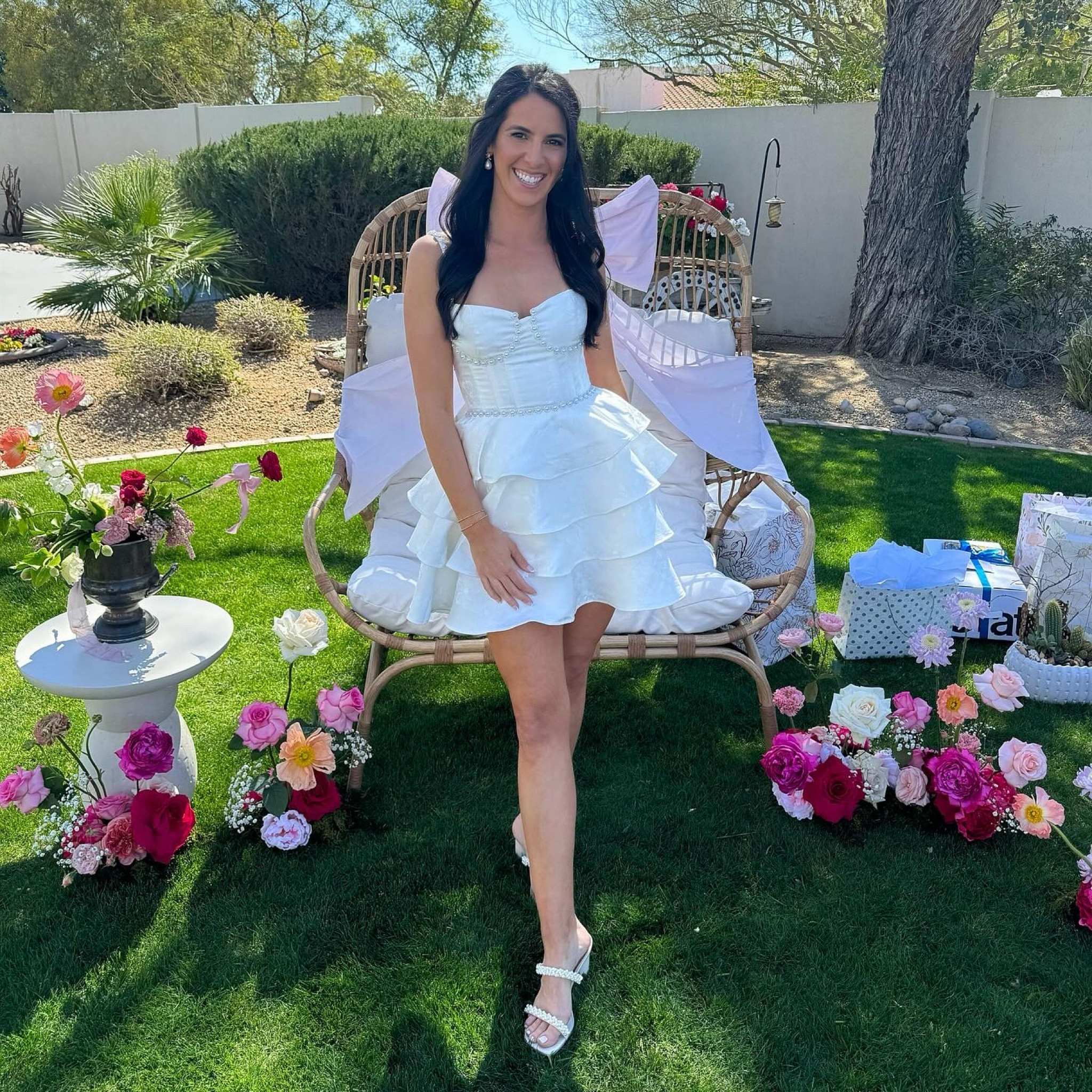 The most perfect bridal shower dress.. I didn’t want to take it off🥲🤍 I ordered a size 2 & 4, but went with the size 2 because I’m smaller up top. 

Wedding outfit,  bridal shower dress, love shack fiancé theme, white dress, fancy white dress, garden party dress, wedding brunch, short wedding dress, V Chapman dress 

#LTKwedding #LTKparties #LTKshoecrush
