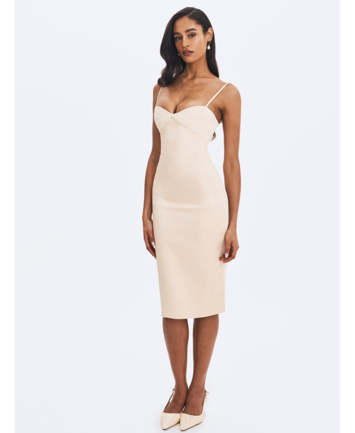 Miss Circle Women's Gracie Butter Ruched Satin Midi Dress - Butter yellow | Macy's