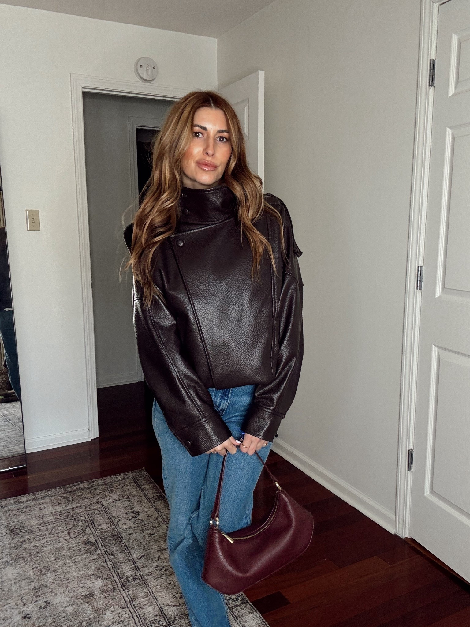 Oversized faux leather jacket  

#LTKootd #LTKPetite