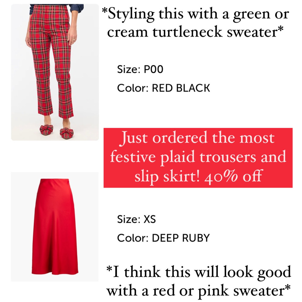 NOW 60% OFF 
Red plaid pants / holiday plaid pants (size 00 petite) / red midi skirt / holiday style / festive outfits 

#LTKsalealert #LTKHoliday #LTKCyberWeek