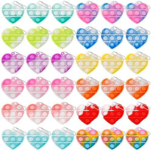 36Pcs Pop Bubble Fidget Sensory Toys Mini Pop It Keychain Rainbow Silicone Simple Fidget Toys for... | Amazon (US)
