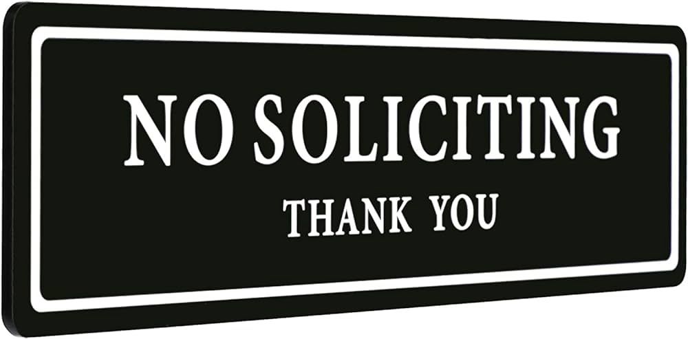 No Soliciting Sign for House, Strong Self-Adhesive No Soliciting Signs for Home, 8.2” x 2.4” ... | Amazon (US)