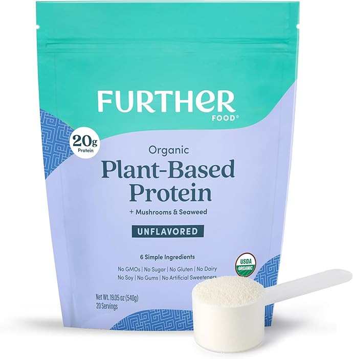 Further Food Organic Vegan Protein Powder Unflavored – 20g Pea Protein with Mushrooms & Seaweed... | Amazon (US)