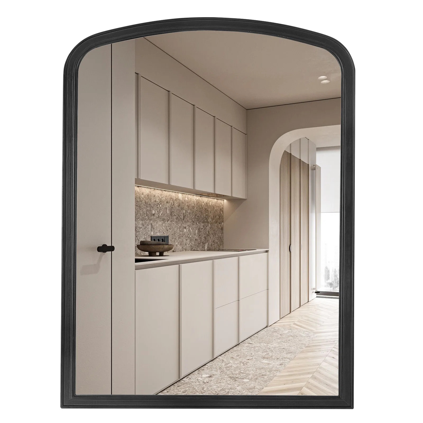 Red Barrel Studio® Lucena Farmhouse Wood Arched Rectangle Wall Mirror for BathRoom BedRoom & Rev... | Wayfair North America