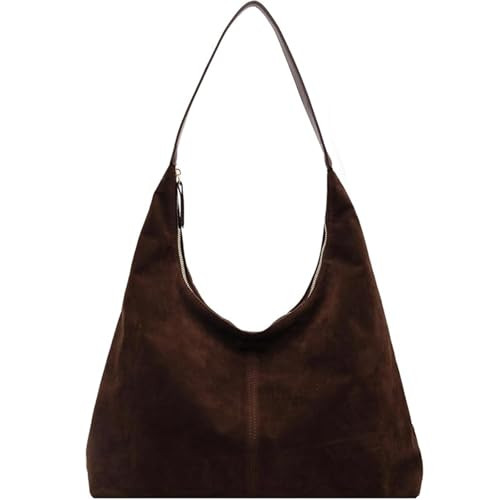 Suede Bag Suede Purse Suede Bags for Women Brown Suede Handbag Suede Tote Bag Hobo Bags for Women (Style3-Coffee) | Amazon (US)