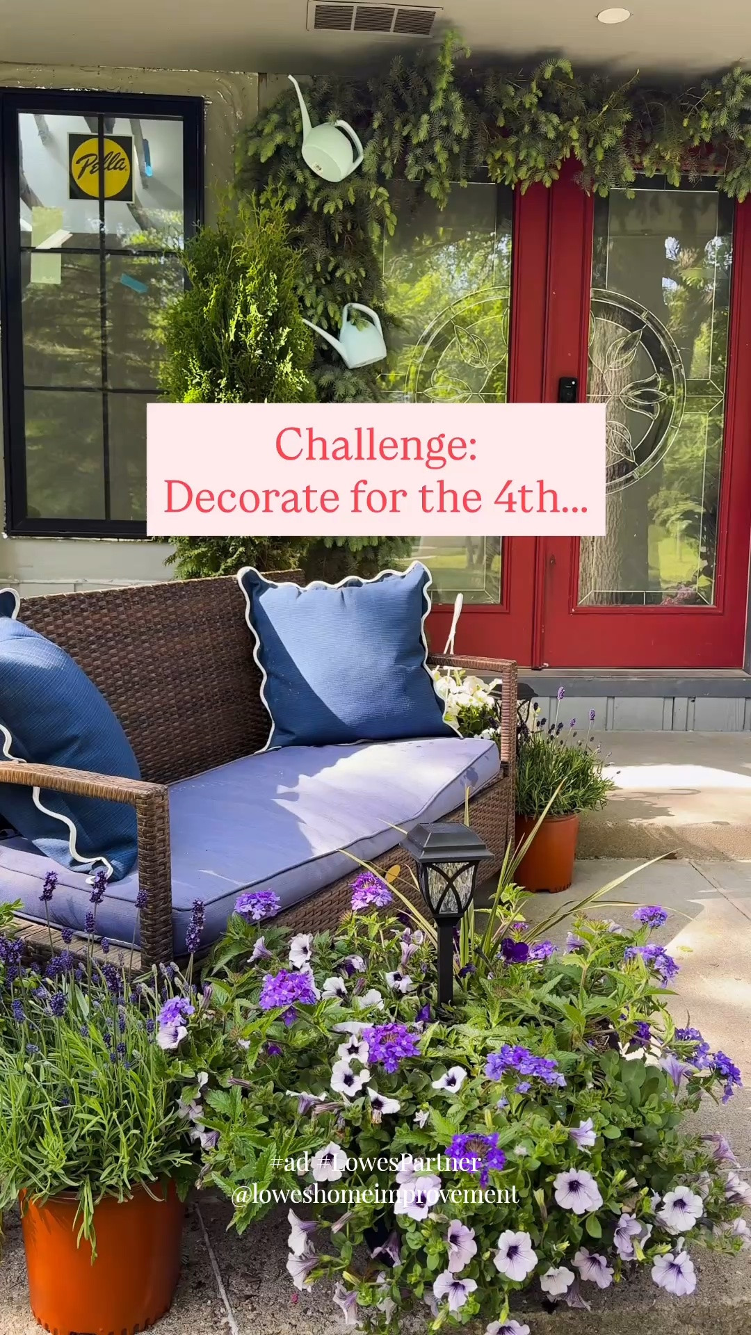 #ad Proof that you don't need to start from scratch every season.

Most of this porch was already here from my spring refresh—the hydrangeas, lavender, furniture, and even the pine arch. I simply swapped in a few patriotic touches, changed the lights to red, white, and blue, and suddenly it feels completely different.

Sometimes the smallest updates make the biggest impact. What seasonal decor item do you always pull out this time of year?
#Lowespartner @loweshomeimprovement

#LTKstorytime #LTKSeasonal #LTKHome