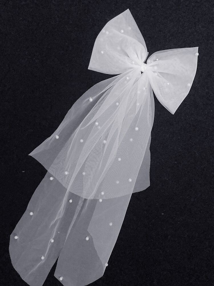 Faux Pearl Detail Bow Decor Bridal Veil | SHEIN