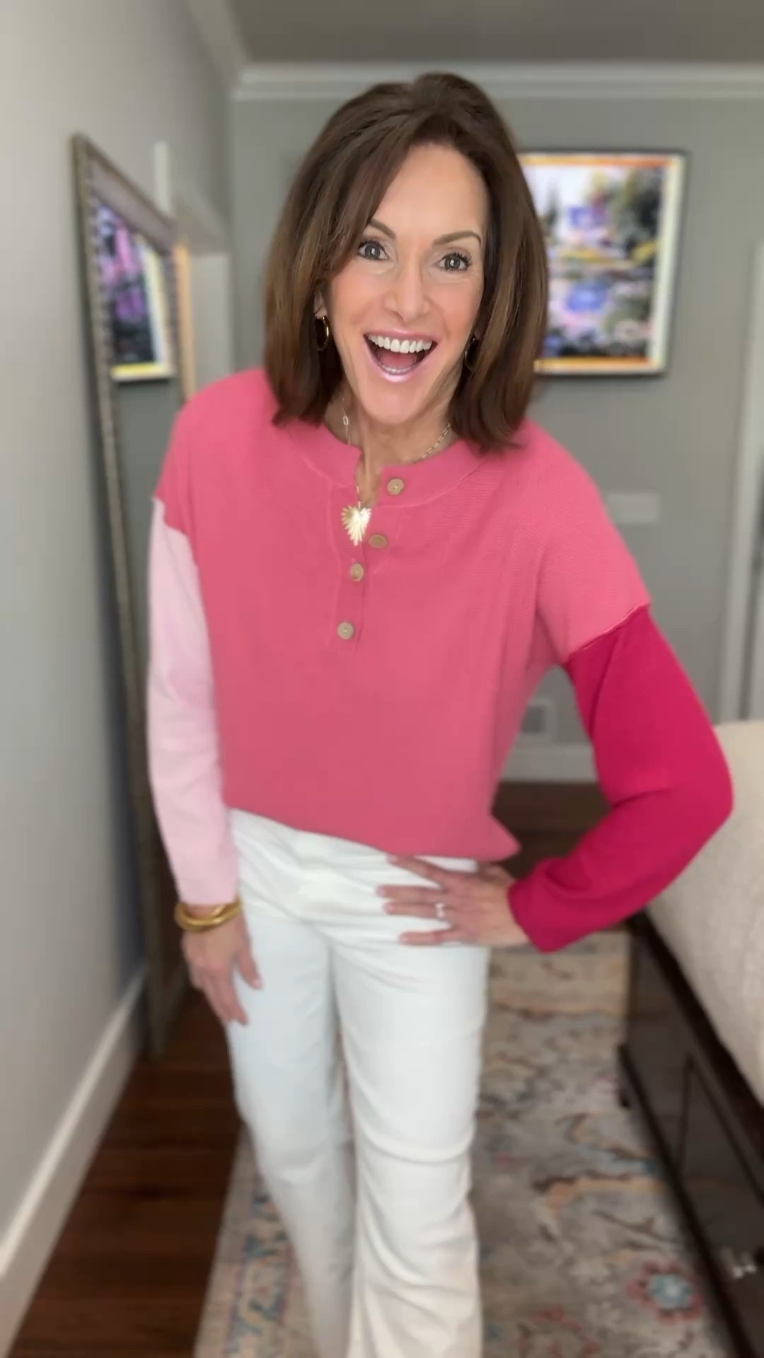 Spring fever! 

Pink Henley - M (16 colors)
Raw hem cropped bootcut jeans - 29 tall
(Available in petite & regular too)

Barn jacket - M
Bomber - L

Linked similar pink loafers

Bracelet discount- anniek20

#LTKStyleTip #LTKMidsize #LTKWatchNow
