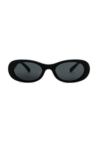 Miu Miu Oval Sunglasses in Black from Revolve.com | Revolve Clothing (Global)