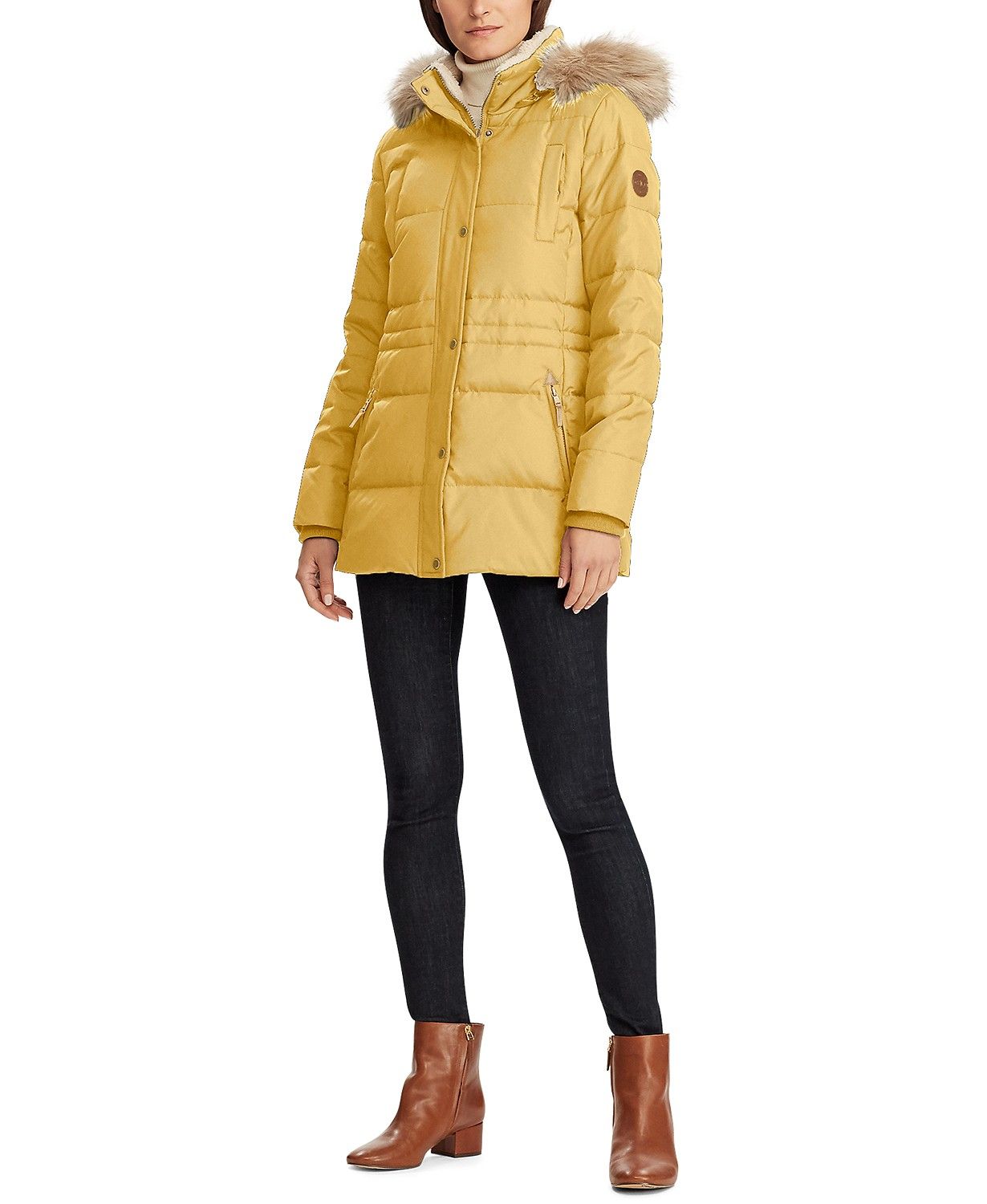 Faux-Fur Trim Hooded Down Coat, Created for Macy's | Macys (US)