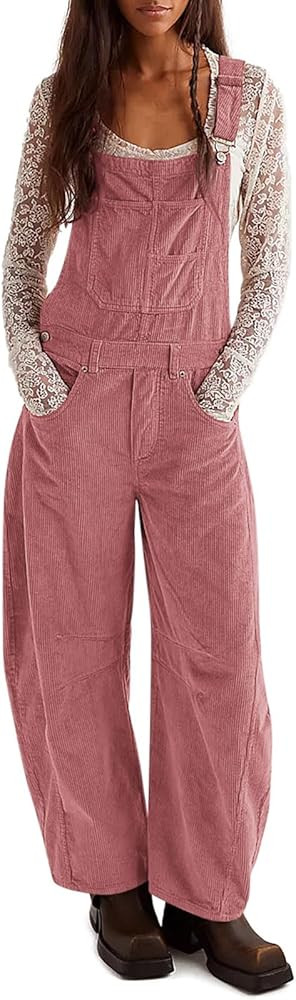 Yousify Overalls for Women Loose Fit Wide Leg One Piece Jumpsuits Casual Fleece Bib Overall with ... | Amazon (US)