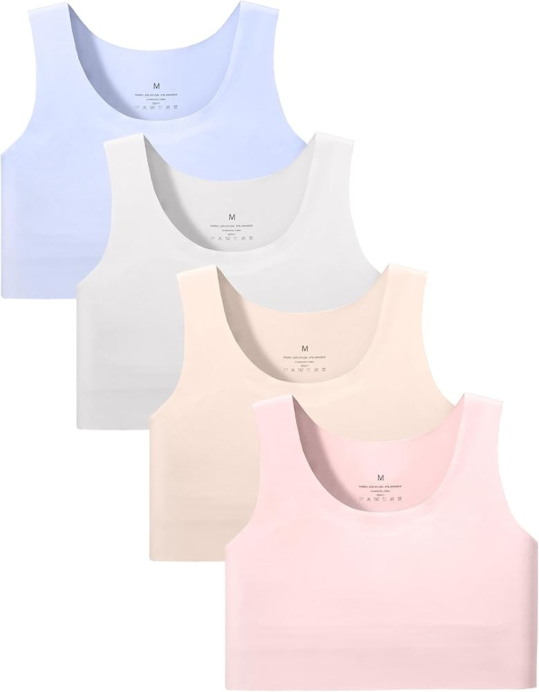 Sascina Girls Soft Training Bras 7-12 Seamless First Bra Girls Sports Bras Longline Crop - No Pad... | Amazon (US)