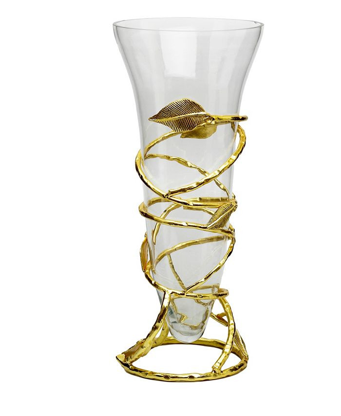 Classic Touch Glass Vase with Removable Gold Leaf Base & Reviews - Vases - Home Decor - Macy's | Macys (US)