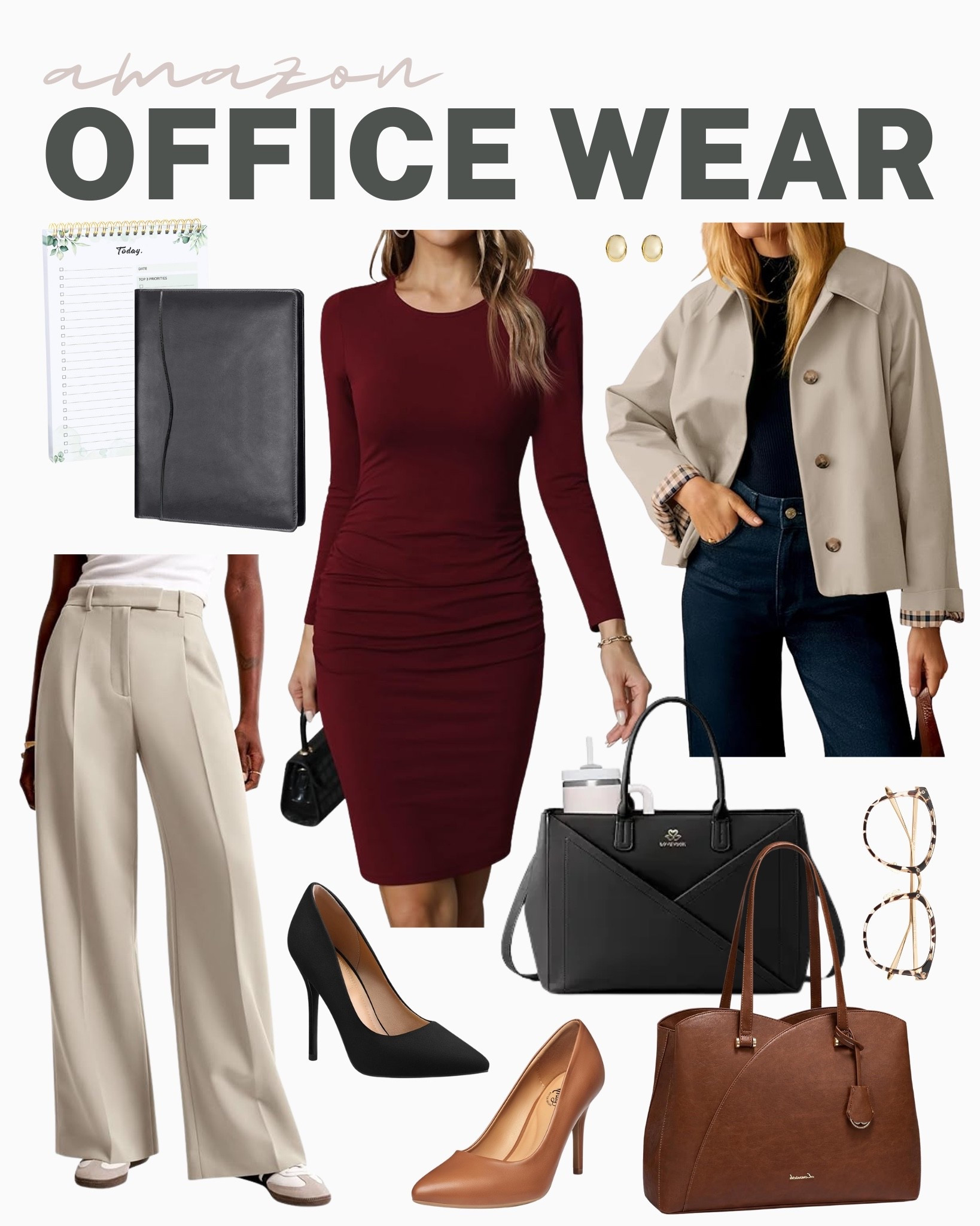 These office wear finds are so good that you’ll be adding to your cart immediately!
red long sleeve dress, wide leg pants, gold earrings, business casual top, work tops, office style, stylish workwear, business casual, trendy office wear, professional looks, wardrobe update, transitional style, amazon fashion, affordable look, fall to winter fashion

#LTKSeasonal #LTKFindsUnder50 #LTKU