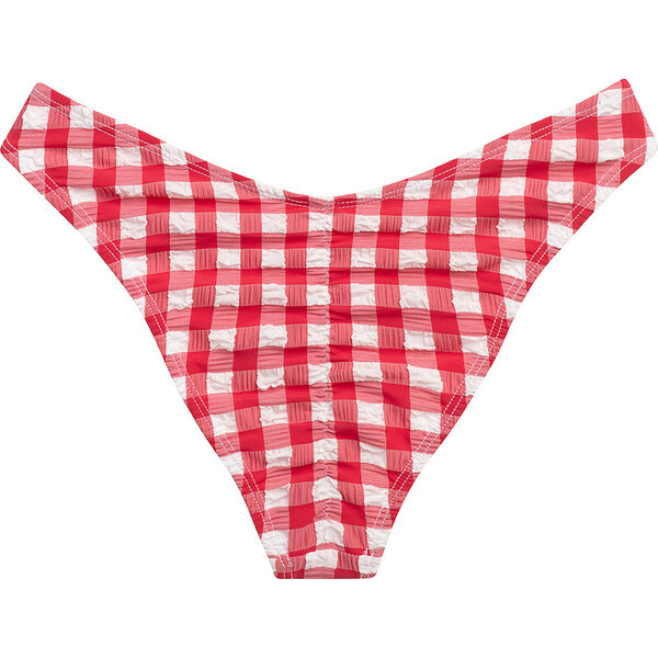 Women's Red Gingham Lulu Scrunch Bikini Bottom | Maisonette