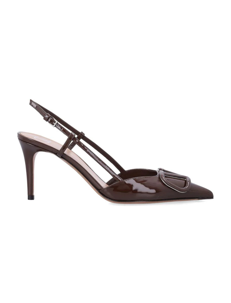 Valentino Garavani Brown Patent Slingback Pumps | Baltini