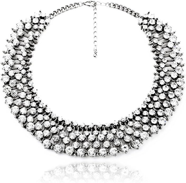 Fun Daisy Grand UK Princess Kate Middleton Hot Silver Tone Rhinestone Fashion Necklace - xl00941-... | Amazon (US)