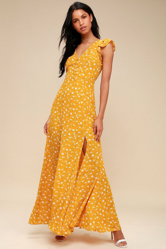 Fresh Picked Mustard Yellow Maxi Dress Yellow Dress Yellow Wedding Guest Dres Yellow Outfit | Lulus (US)