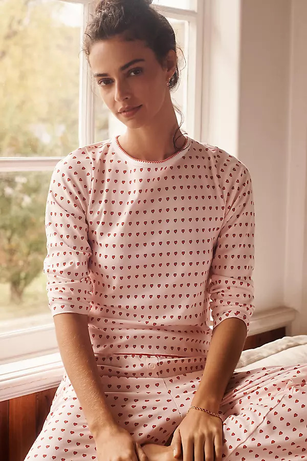Cozyland by Morgan Lane Ellie Heart Long-Sleeve Pajama Set | Anthropologie (US)