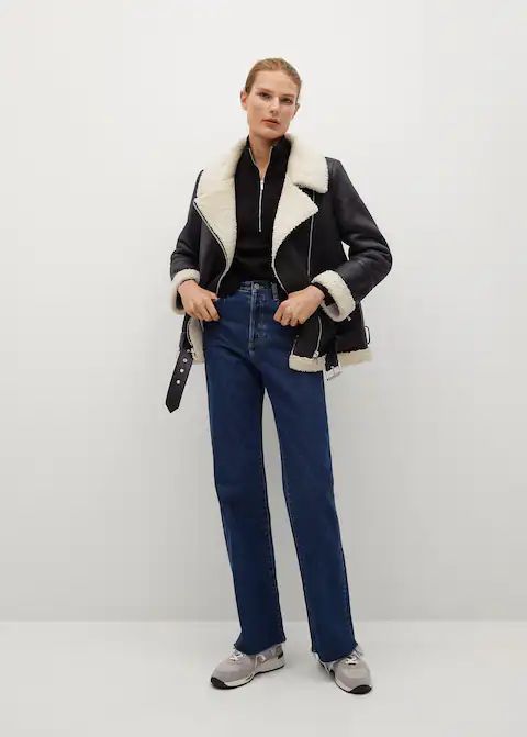 Faux-fur lapels biker jacket | MANGO (US)