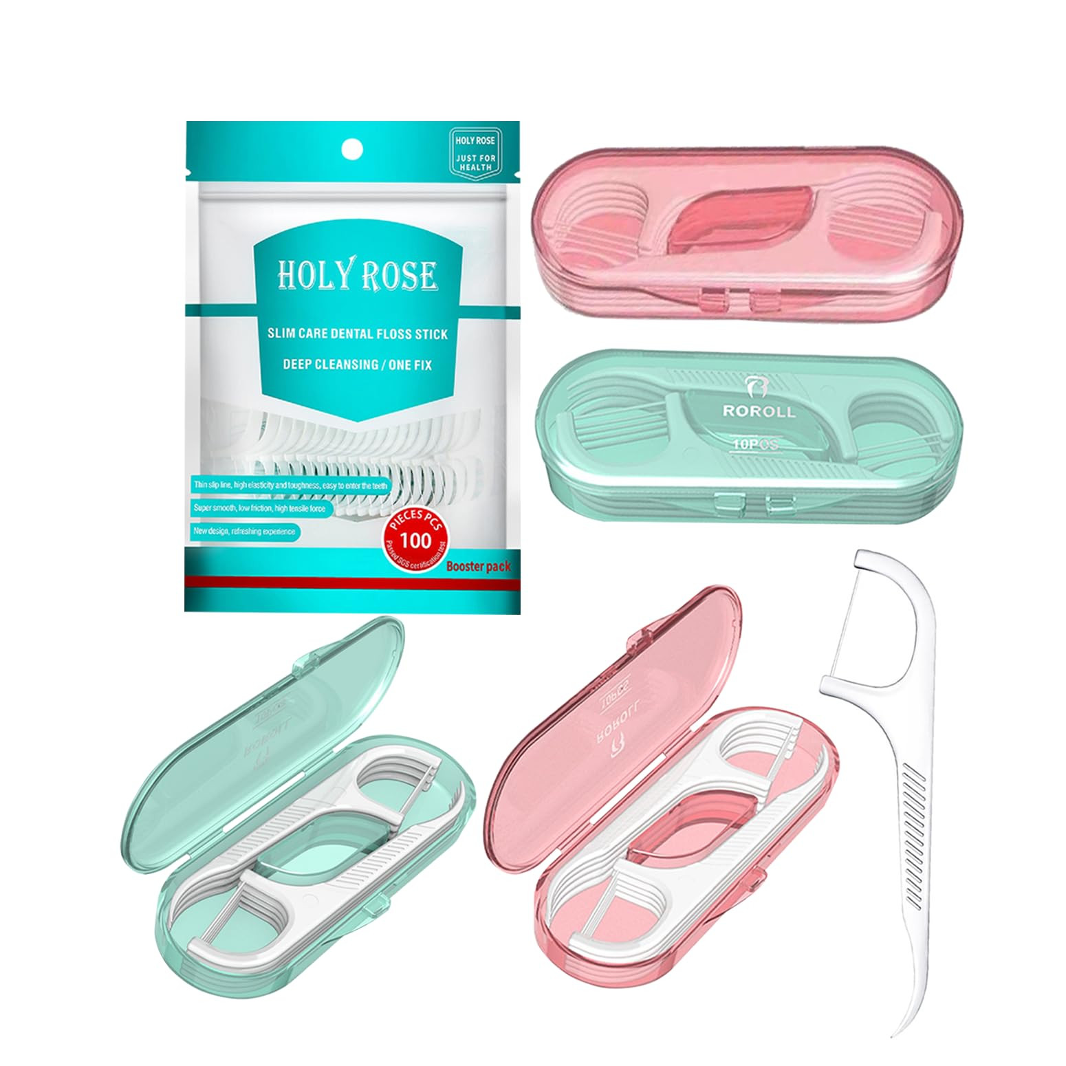 Holy Rose Dental Floss Picks with Portable Case 4 Box,Bagged Flosser Toothpick with Adult Floss S... | Amazon (US)