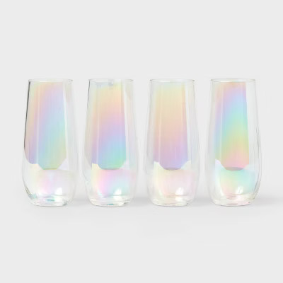 4pk 11 fl oz Stemless Champagne Iridiscent - Sun Squad™ | Target