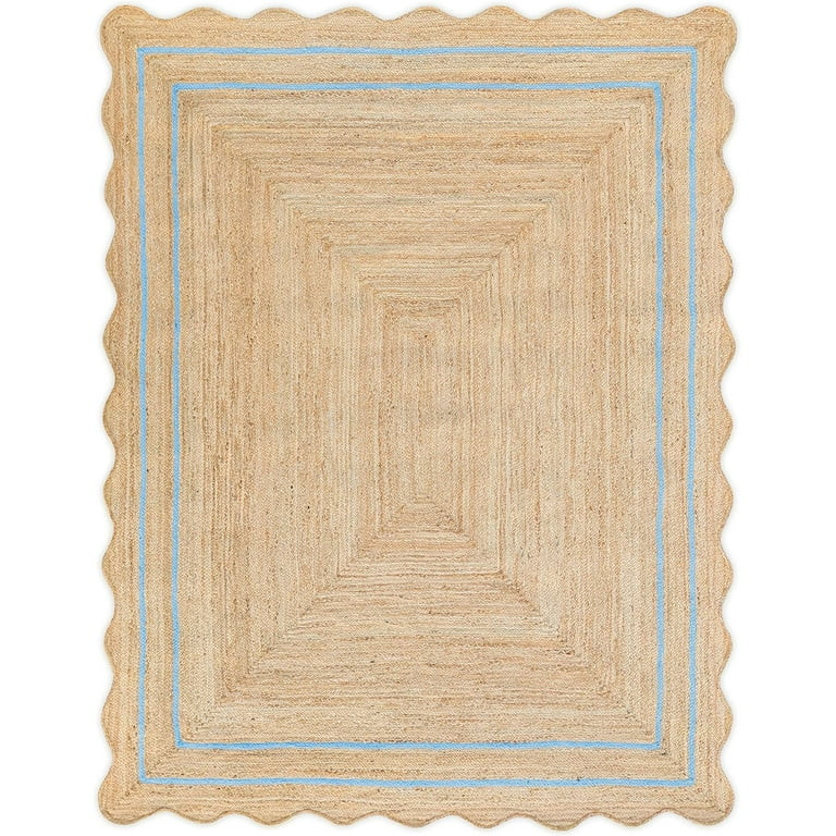 Weaving Village Wave Scalloped Natural Jute Rug Boho Jute Rug Entryway Runner Rug Farmhouse Scall... | Walmart (US)