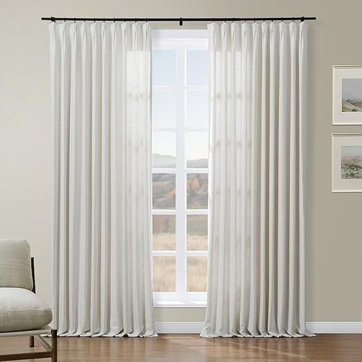 Drapifytex Faux Linen Pinch Pleated Curtain, Room Darkening Bedroom Drapery Curtain, 56 Inches Wi... | Amazon (US)
