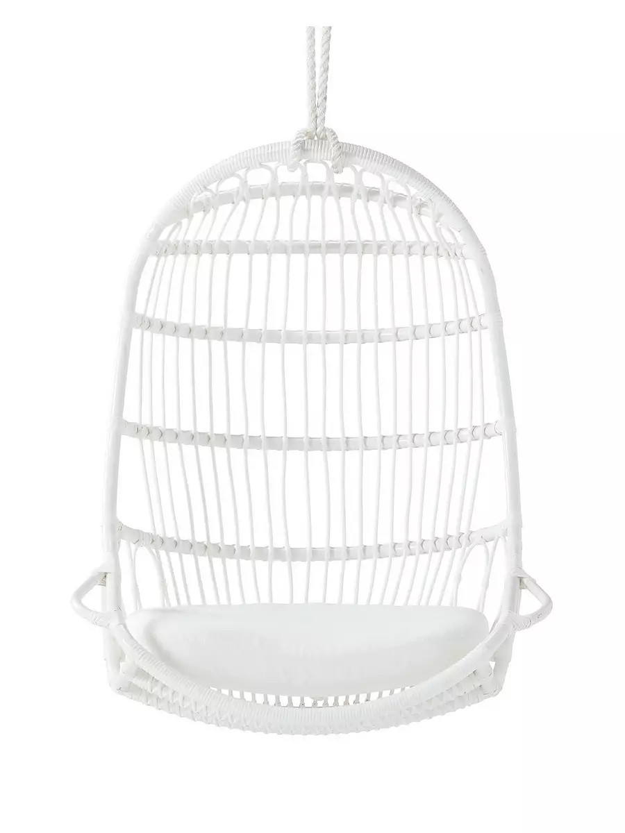 Outdoor Hanging Chair Cushion - White Sunbrella® Canvas | Serena and Lily