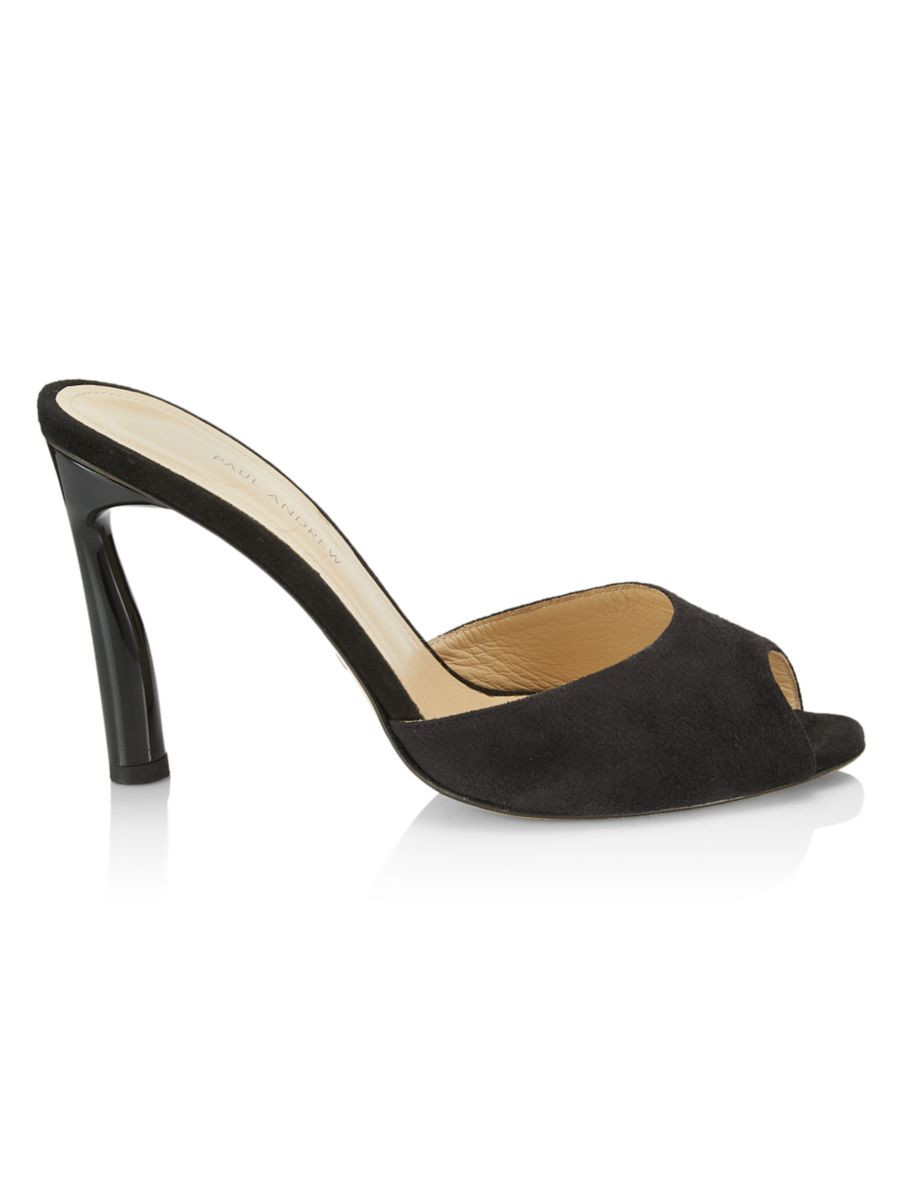 Shop Paul Andrew Peep-Toe Suede Mules | Saks Fifth Avenue | Saks Fifth Avenue
