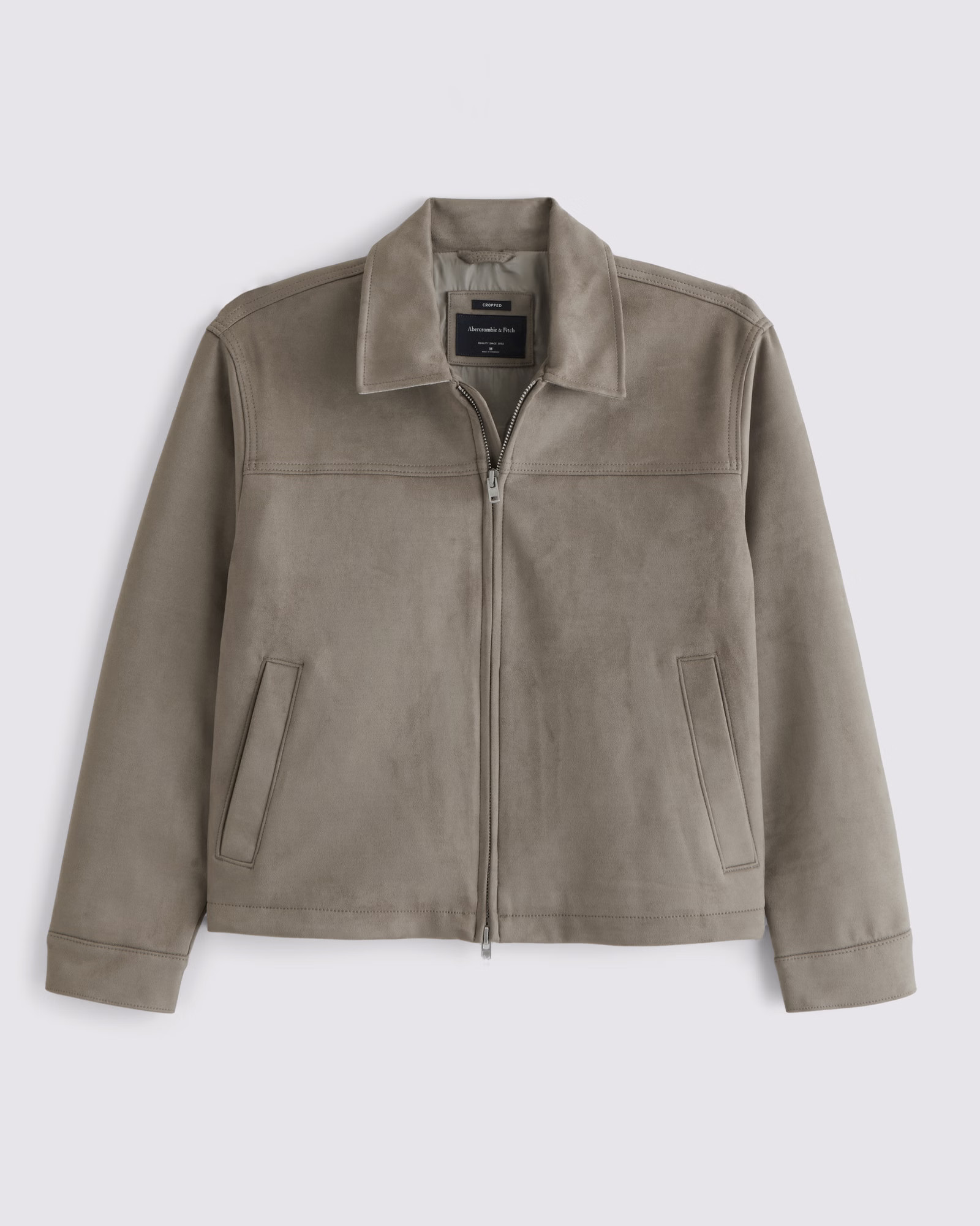Easy Lightweight Vegan Suede Zip Jacket | Abercrombie & Fitch (US)