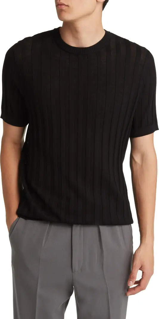 Ribbed Short Sleeve Crewneck Sweater | Nordstrom
