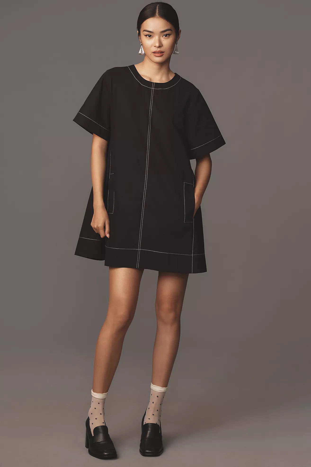 The Emmy Short-Sleeve Swing Mini Dress by Maeve | Anthropologie (US)