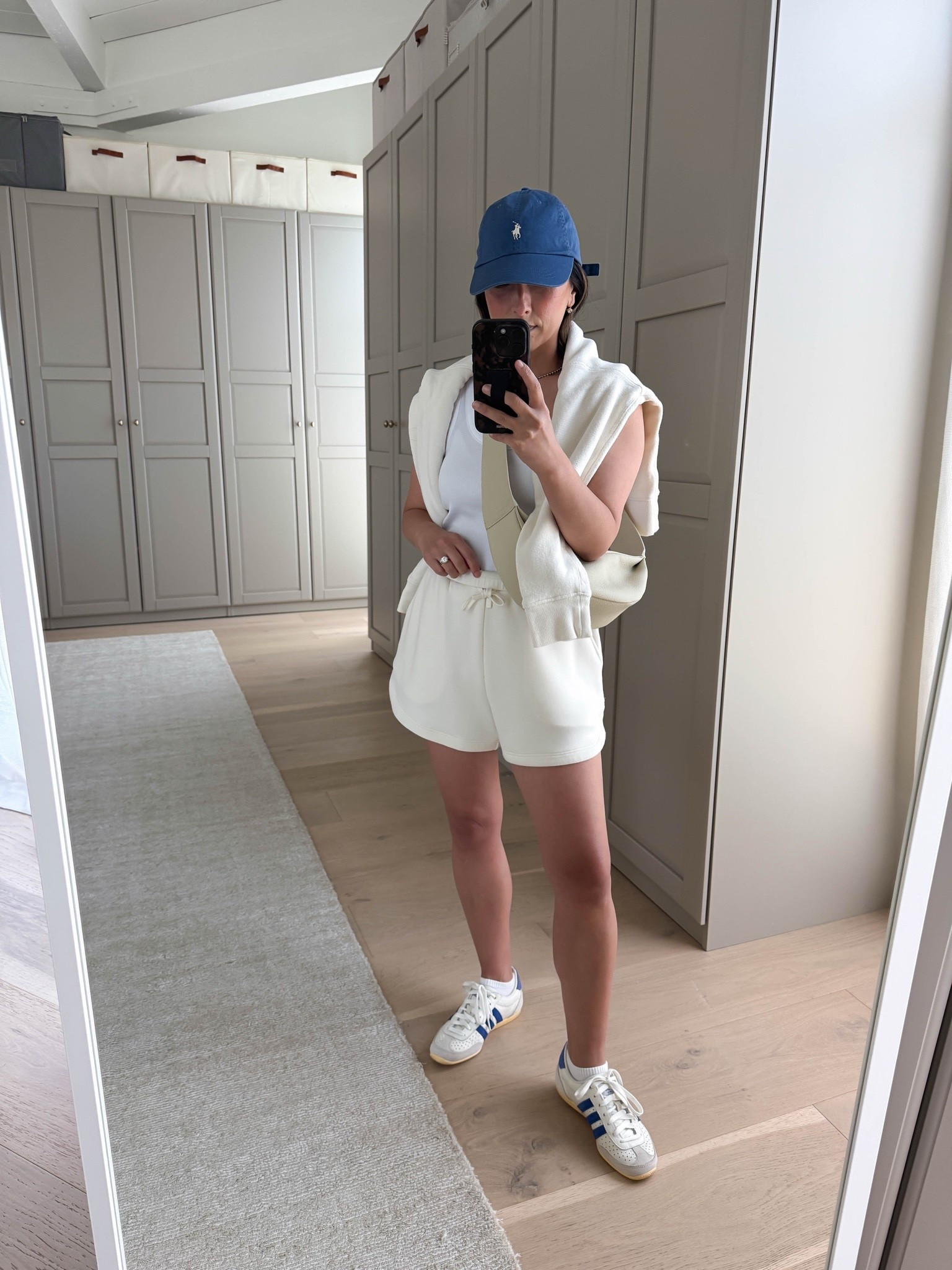 Daily outfit. Park outfit idea. How to make leisure shorts and a ribbed tank elevated. 

Madewell tank small
Varley Ollie shorts small
Amazon socks
Jenni Kayne cream sweatshirt small (old)
Adidas Japan sneakers 5
Polo Ralph Lauren hat 
Dorsey James necklace 15”
Electric Picks earrings

summer outfits, petite style, summer style

#LTKmomlife #LTKootd #LTKPetite