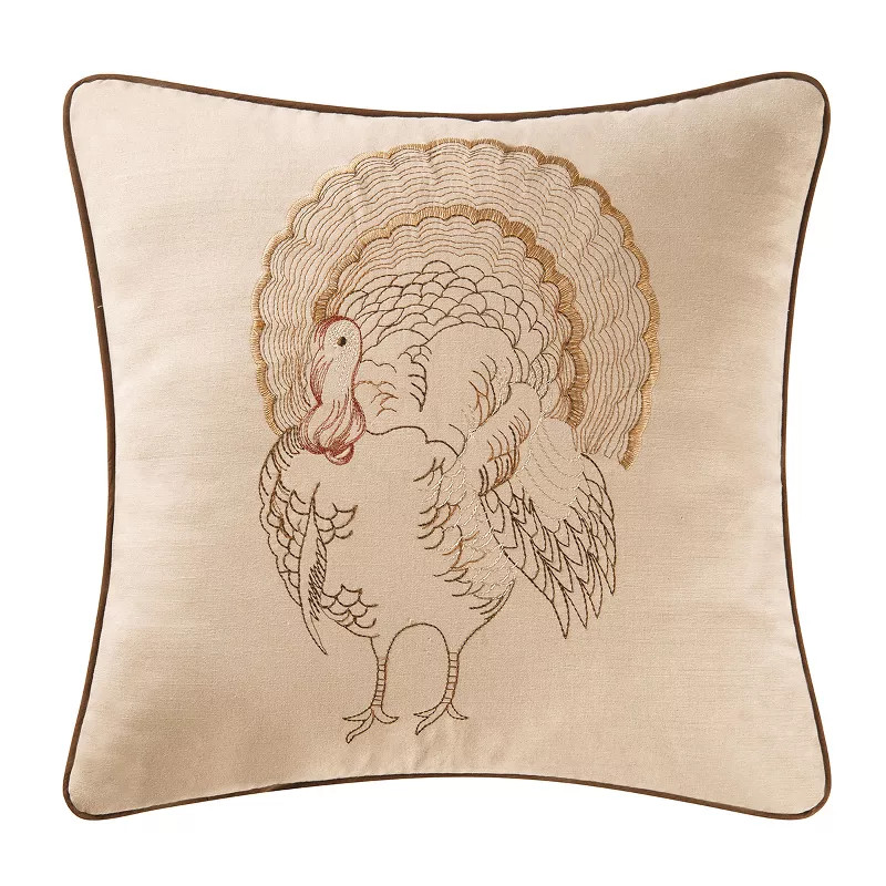 C&F Home 18" x 18" Gobble Gobble Embroidered Fall Throw Pillow | Target