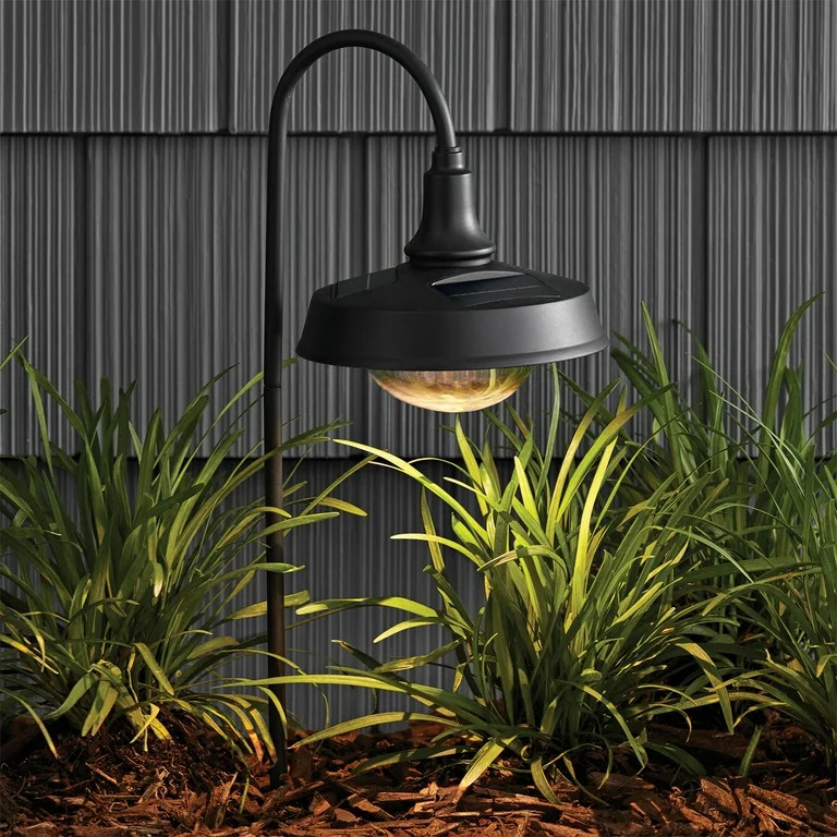 Better Homes & Gardens Corbyn Solar Powered Matte Black Metal Landscape LED Pathway Downlight, 20... | Walmart (US)